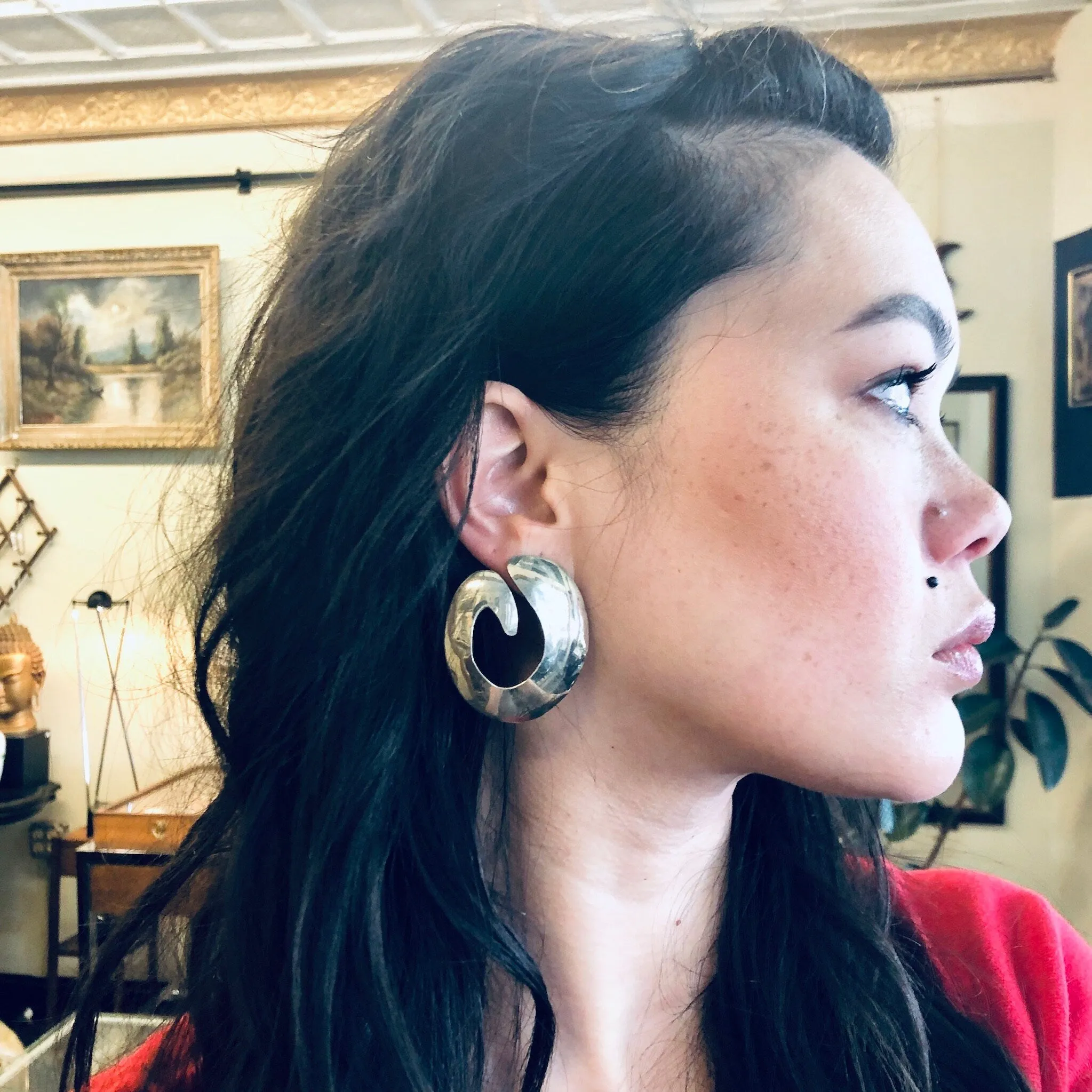 Vintage Earrings, Silver Earrings, Unique Jewelry, Geometric Earrings, Pierced Ears, Vintage Jewelry, Statement Jewelry, Large Earrings, 925