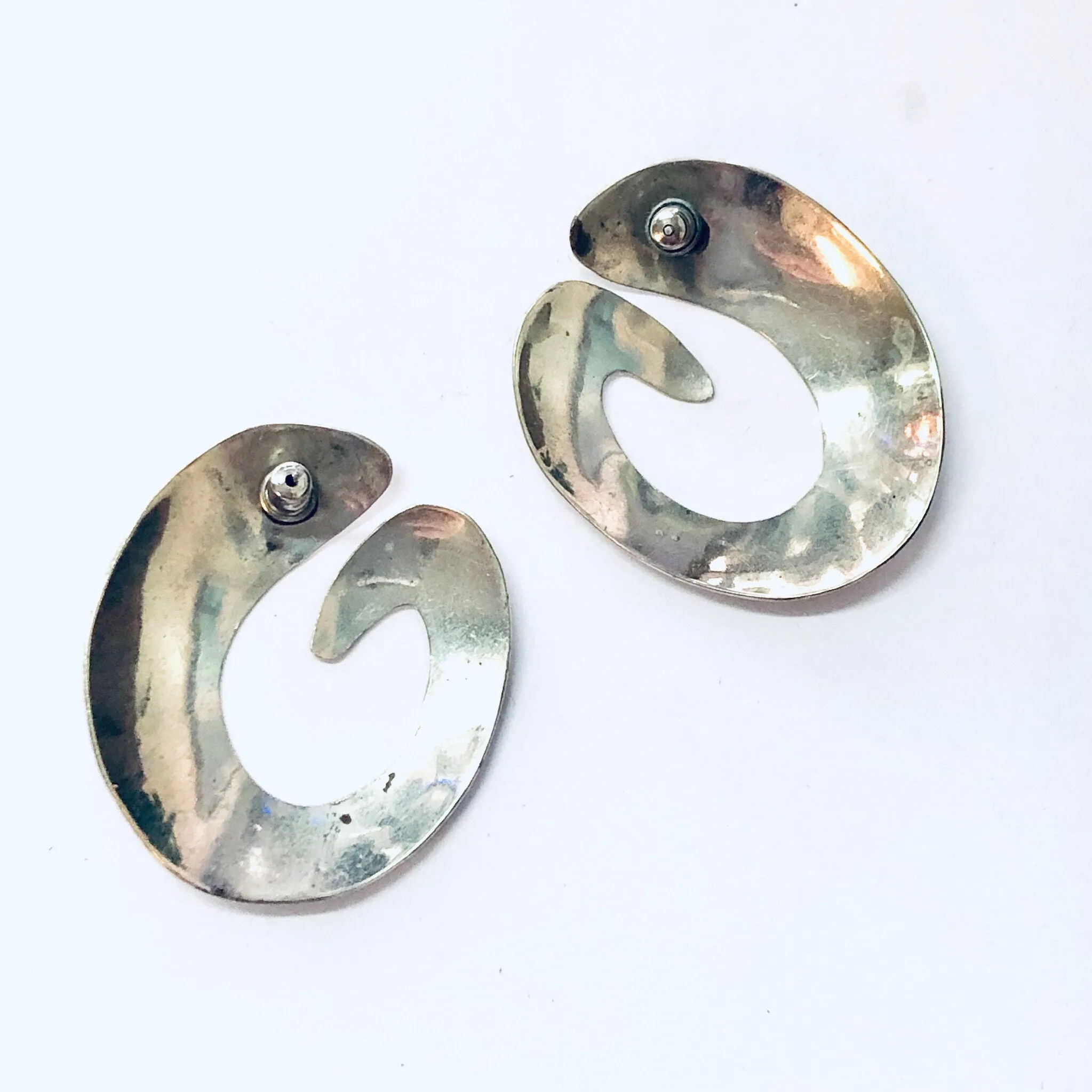 Vintage Earrings, Silver Earrings, Unique Jewelry, Geometric Earrings, Pierced Ears, Vintage Jewelry, Statement Jewelry, Large Earrings, 925