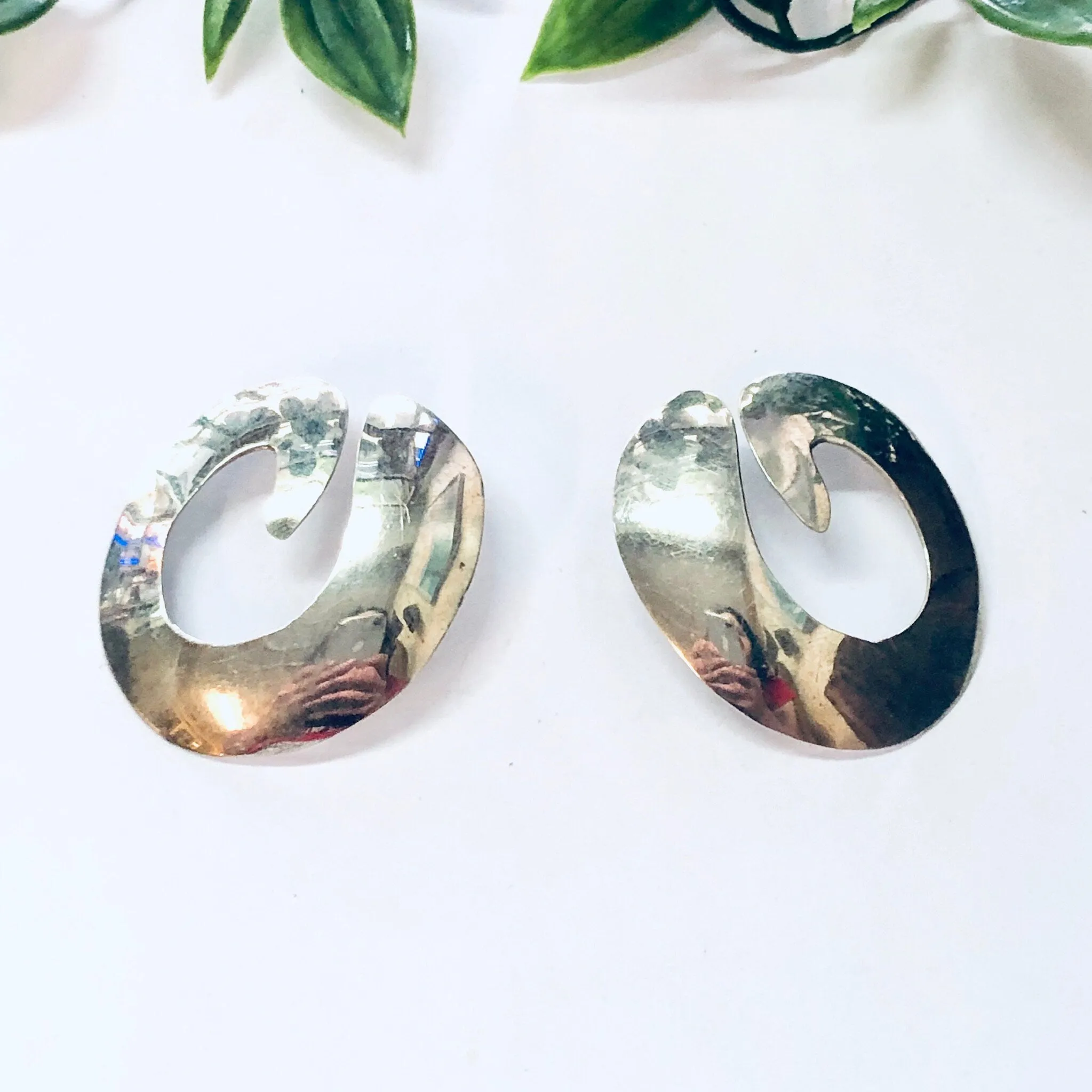 Vintage Earrings, Silver Earrings, Unique Jewelry, Geometric Earrings, Pierced Ears, Vintage Jewelry, Statement Jewelry, Large Earrings, 925