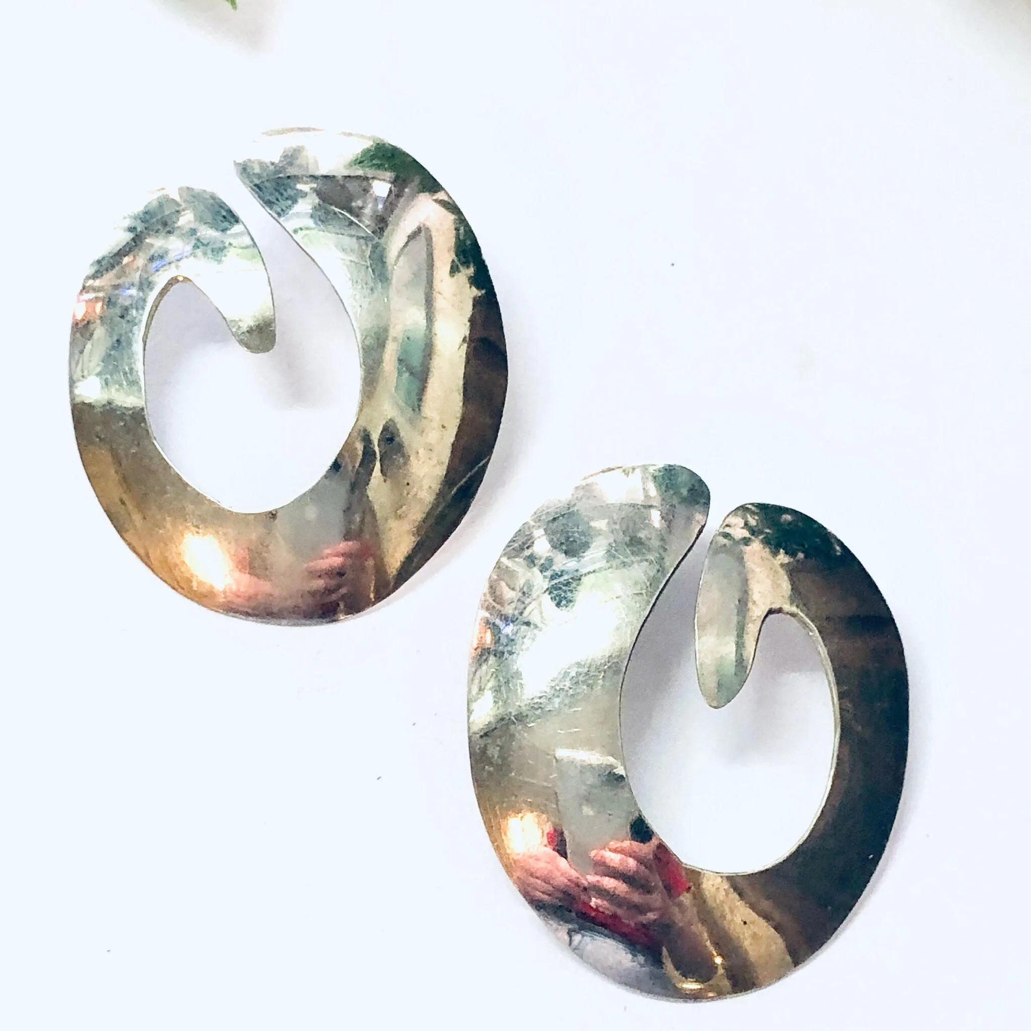 Vintage Earrings, Silver Earrings, Unique Jewelry, Geometric Earrings, Pierced Ears, Vintage Jewelry, Statement Jewelry, Large Earrings, 925