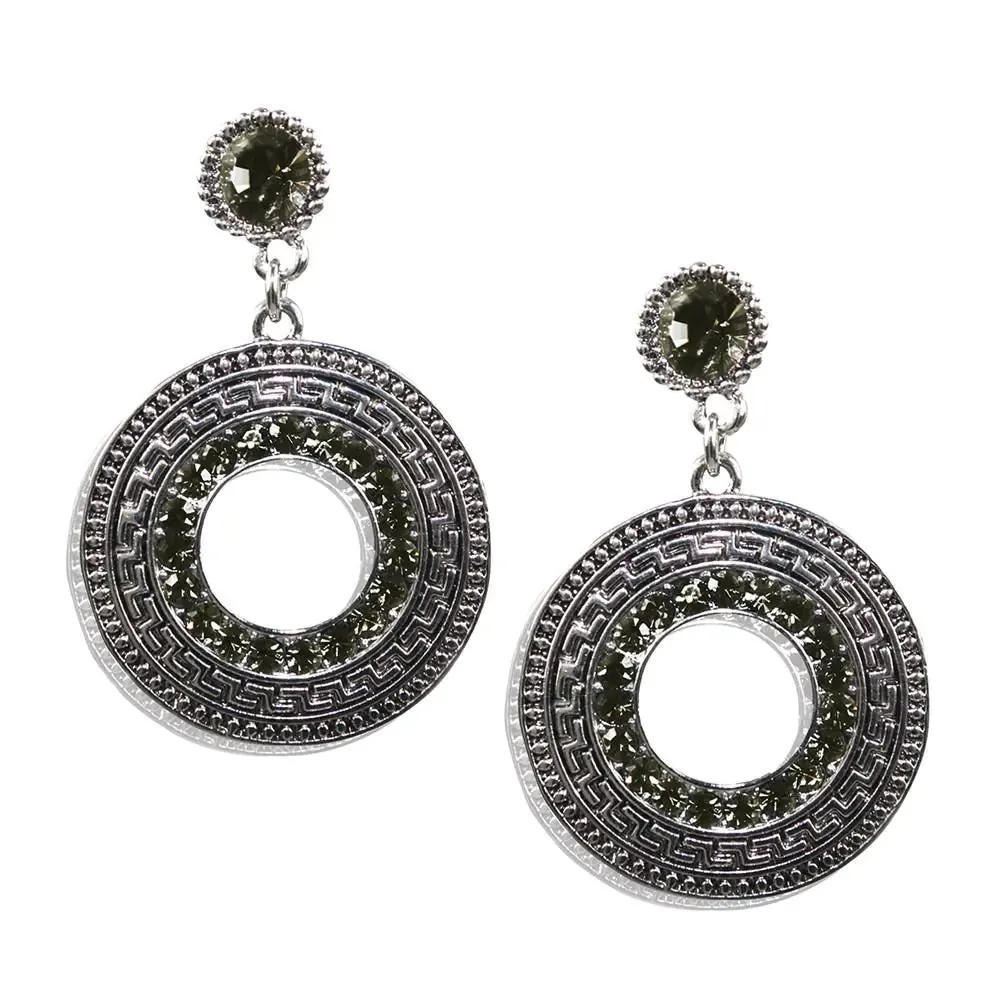 Vintage-Inspired Caster Earrings Embellished With Olive Crystals for Timeless Elegance