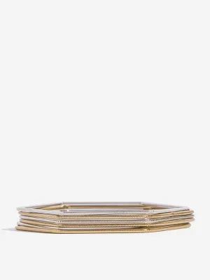 Westside Accessories Gold and Silver Hexagon Bangles - Pack of 6