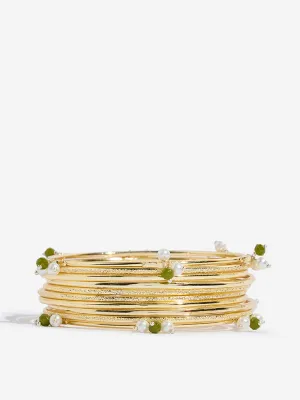 Westside Accessories Olive Pearl Bangle Set