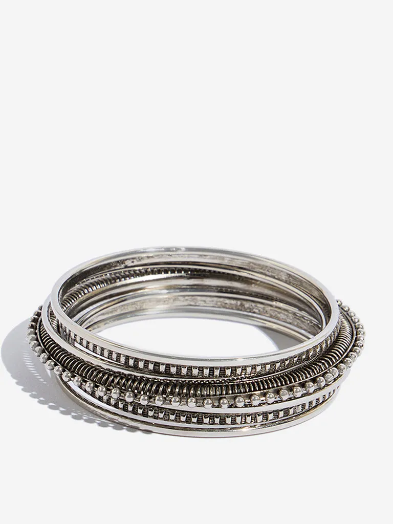 Westside Accessories Silver Fancy Bangle Set