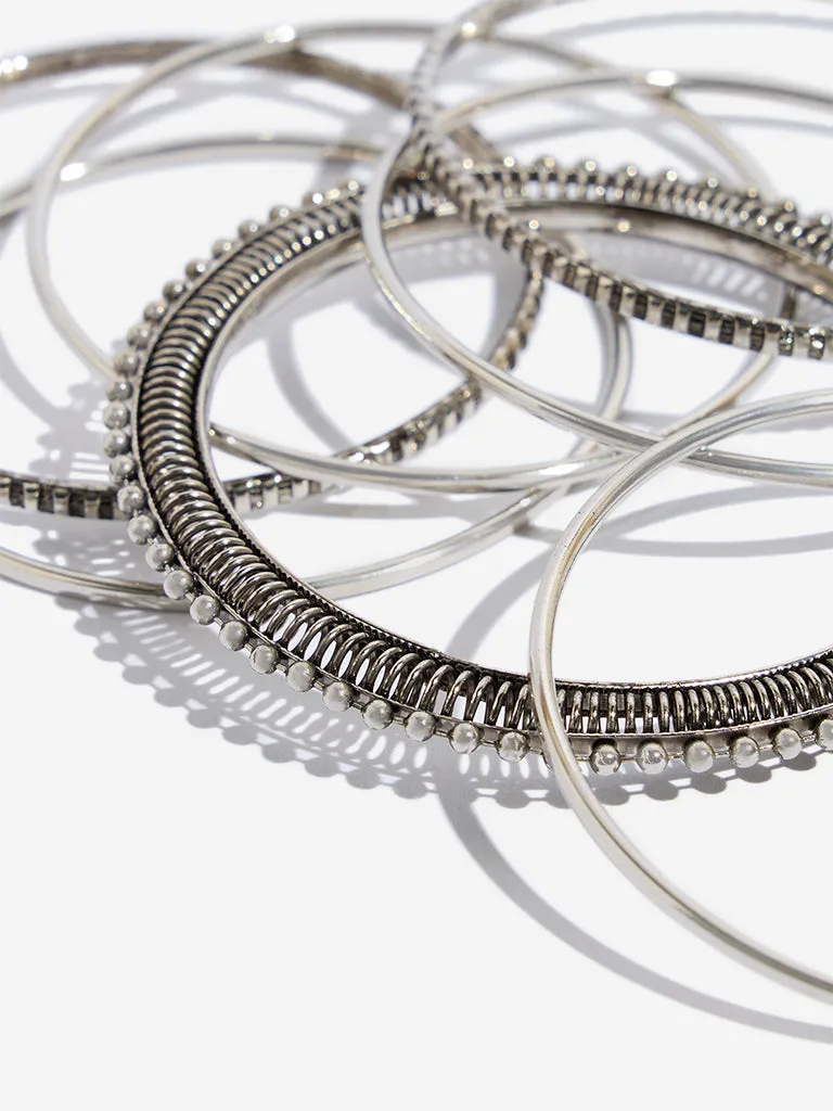 Westside Accessories Silver Fancy Bangle Set