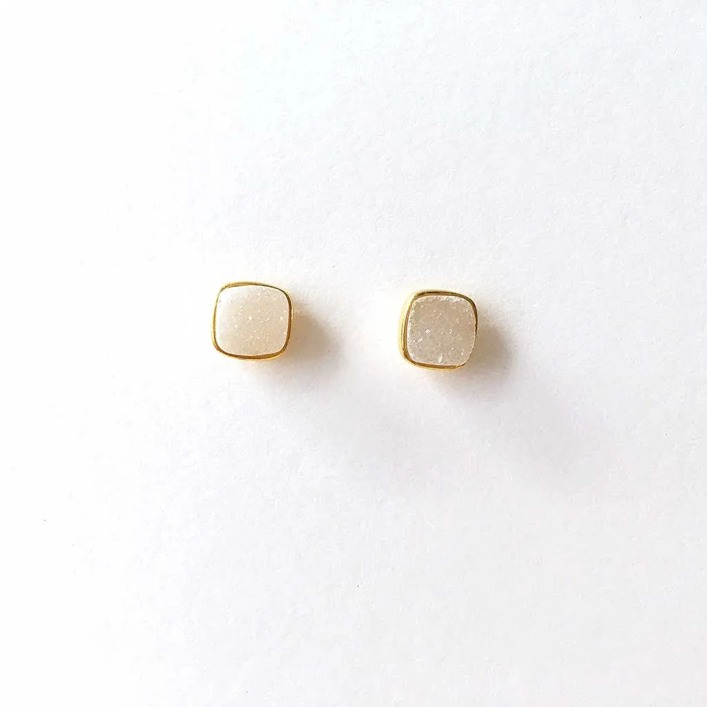 White druzy earrings #TR16008