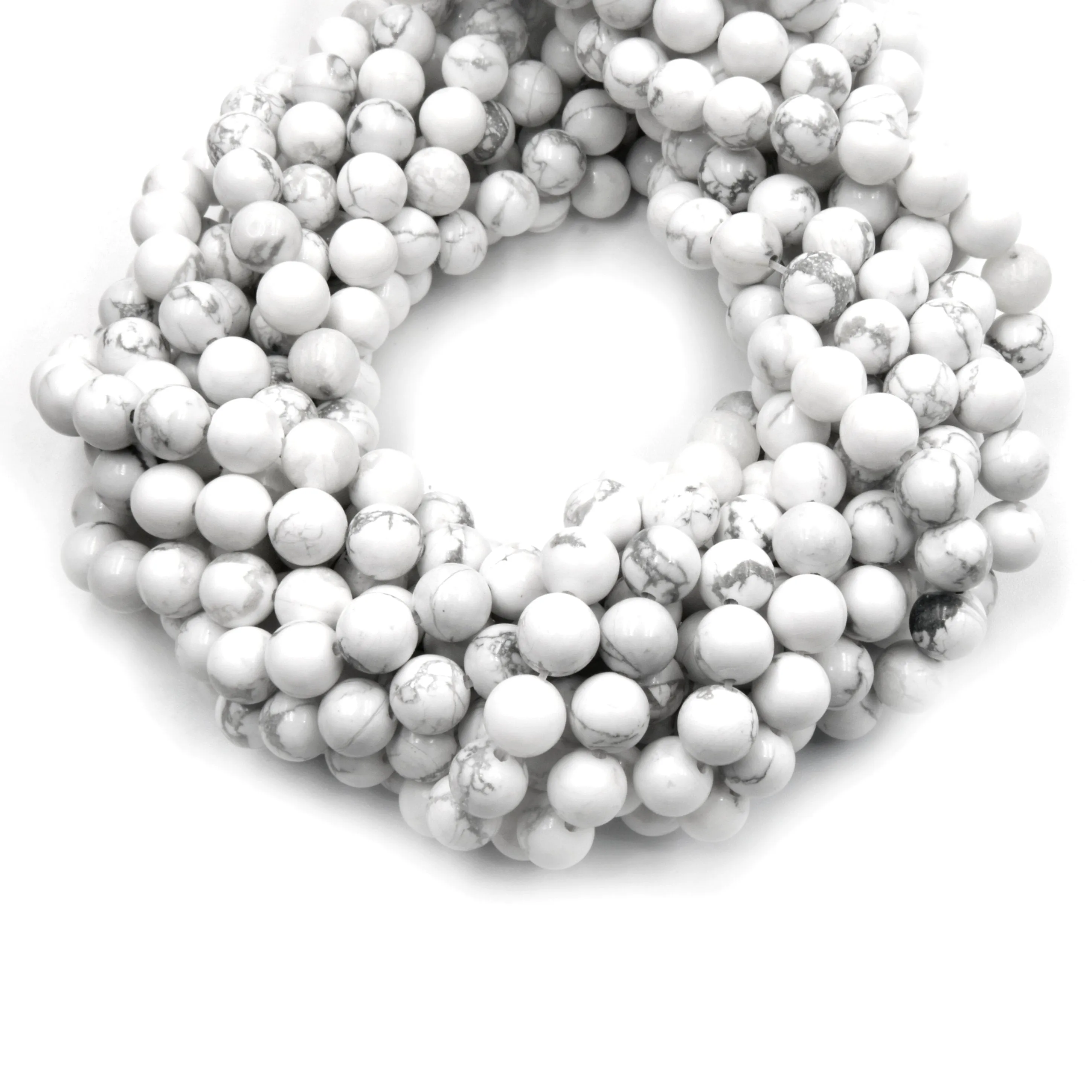 White Howlite Beads | Glossy Round Natural Howlite Beads | 6mm 8mm 10mm