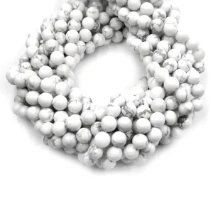 White Howlite Beads | Glossy Round Natural Howlite Beads | 6mm 8mm 10mm