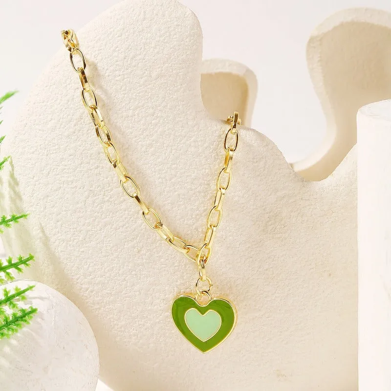 Wholesale Alloy Rainbow Heart Exquisite Design Necklaces