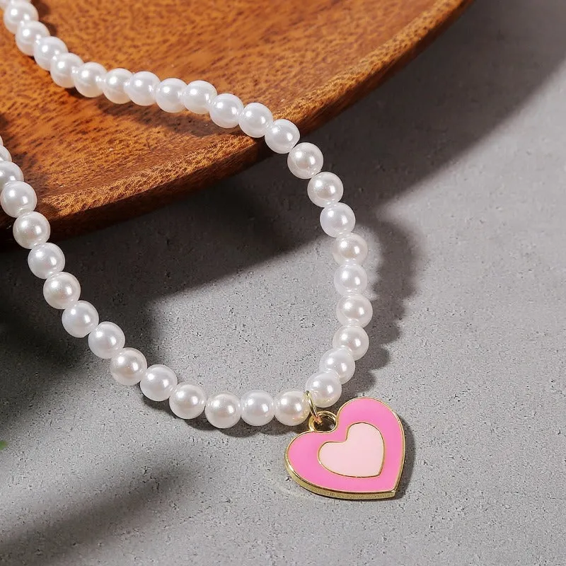 Wholesale Alloy Rainbow Heart Exquisite Design Necklaces