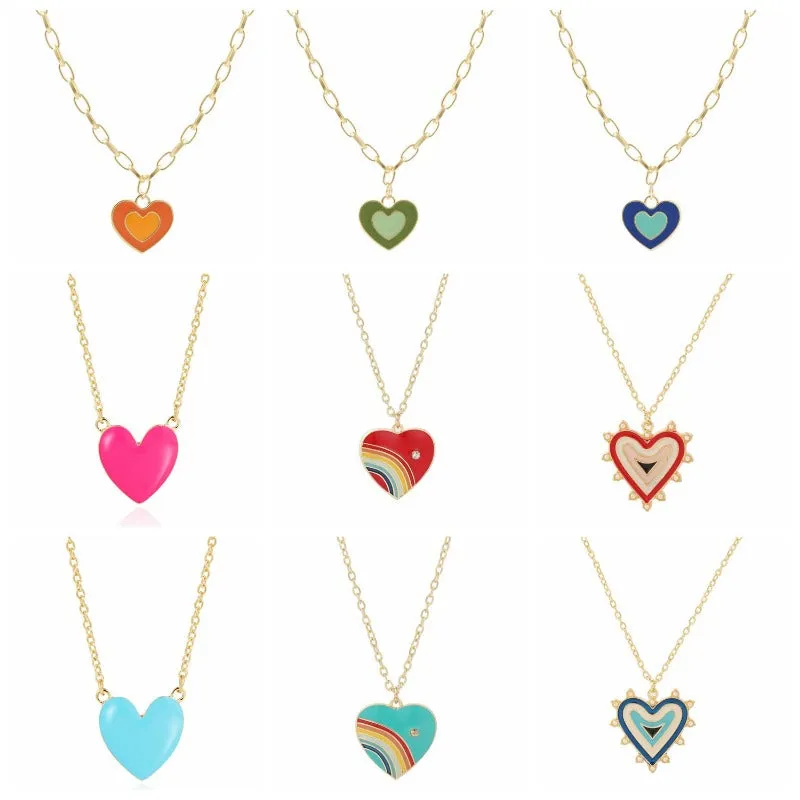 Wholesale Alloy Rainbow Heart Exquisite Design Necklaces