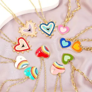 Wholesale Alloy Rainbow Heart Exquisite Design Necklaces