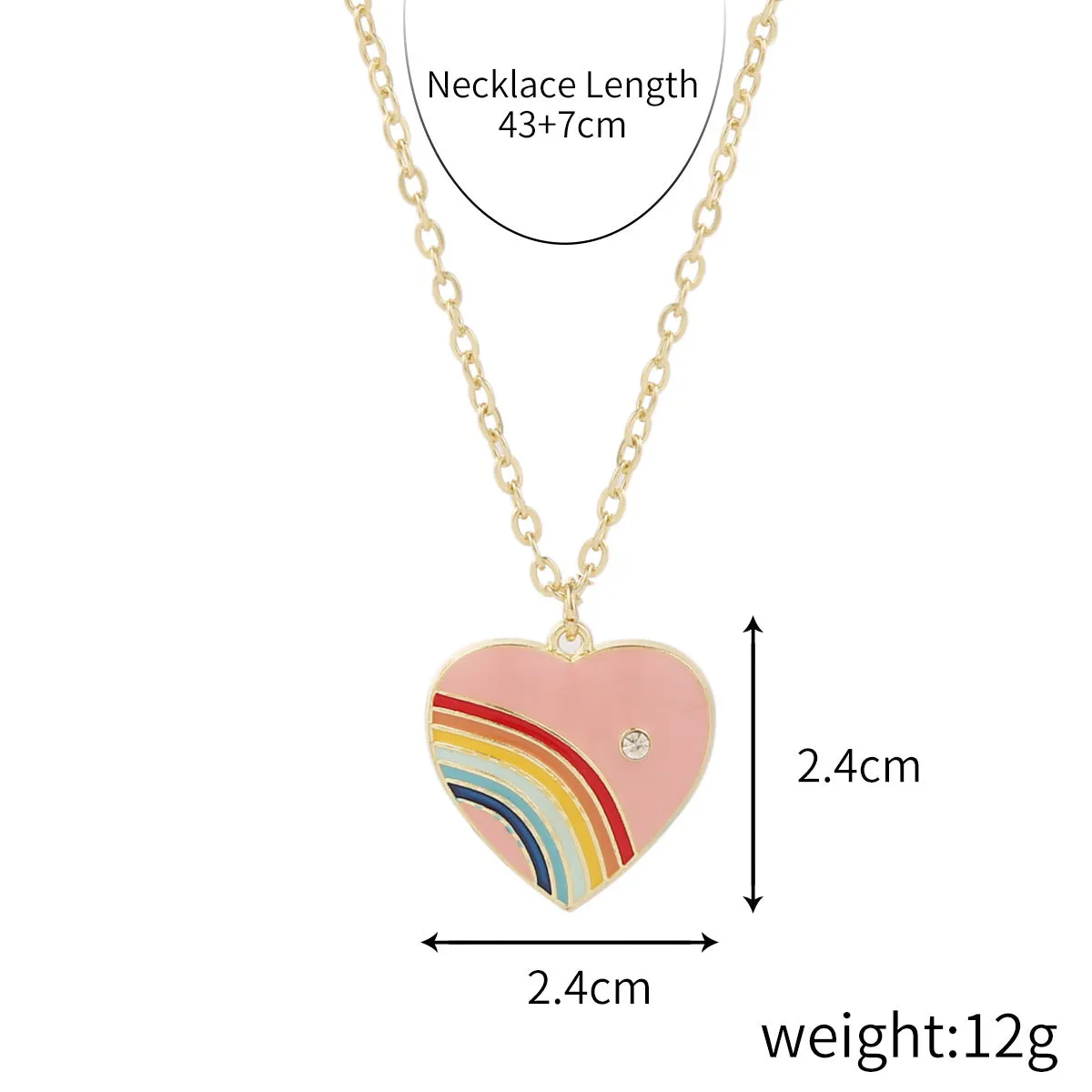 Wholesale Alloy Rainbow Heart Exquisite Design Necklaces