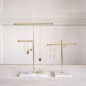 Yeknu Nordic Sleek Golden Marble Jewelry Display Stand