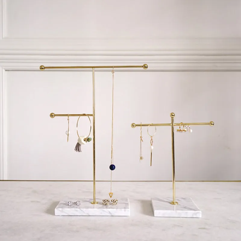 Yeknu Nordic Sleek Golden Marble Jewelry Display Stand