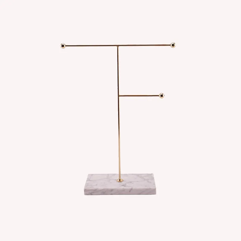 Yeknu Nordic Sleek Golden Marble Jewelry Display Stand