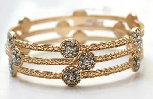 Zirconite Set of Three Fashion Bangle Bracelets. 657B3411