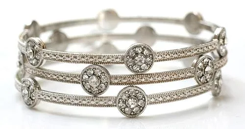 Zirconite Set of Three Fashion Bangle Bracelets. 657B3411