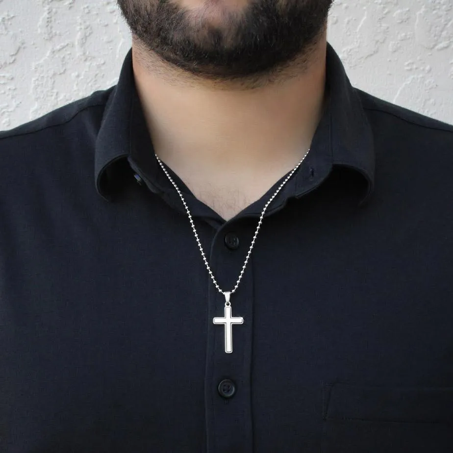 Zodiac Sign Cards Artisan Crafted Stainless Cross Ball Chain Necklace with Luxury Mahogany Box w/LED