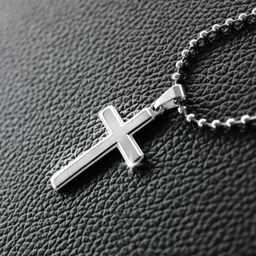Zodiac Sign Cards Artisan Crafted Stainless Cross Ball Chain Necklace with Luxury Mahogany Box w/LED